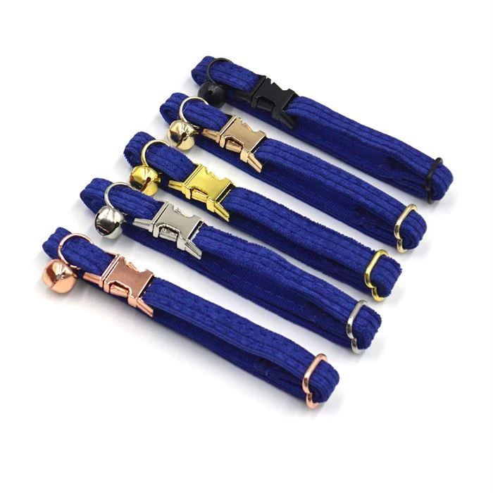 Blue Corduroy Cat Collar Set