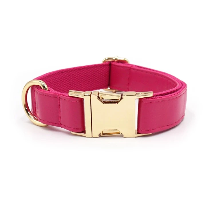 rose red handmade leather dog collars