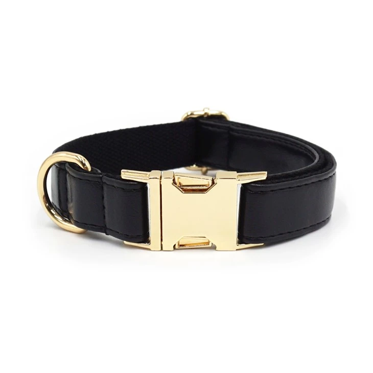 black pu leather dog collar