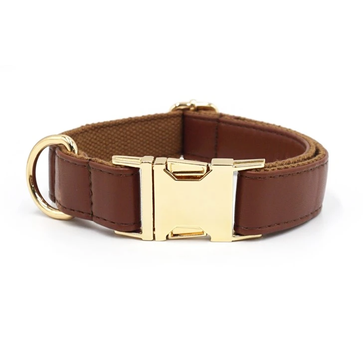 brown leather pet collar