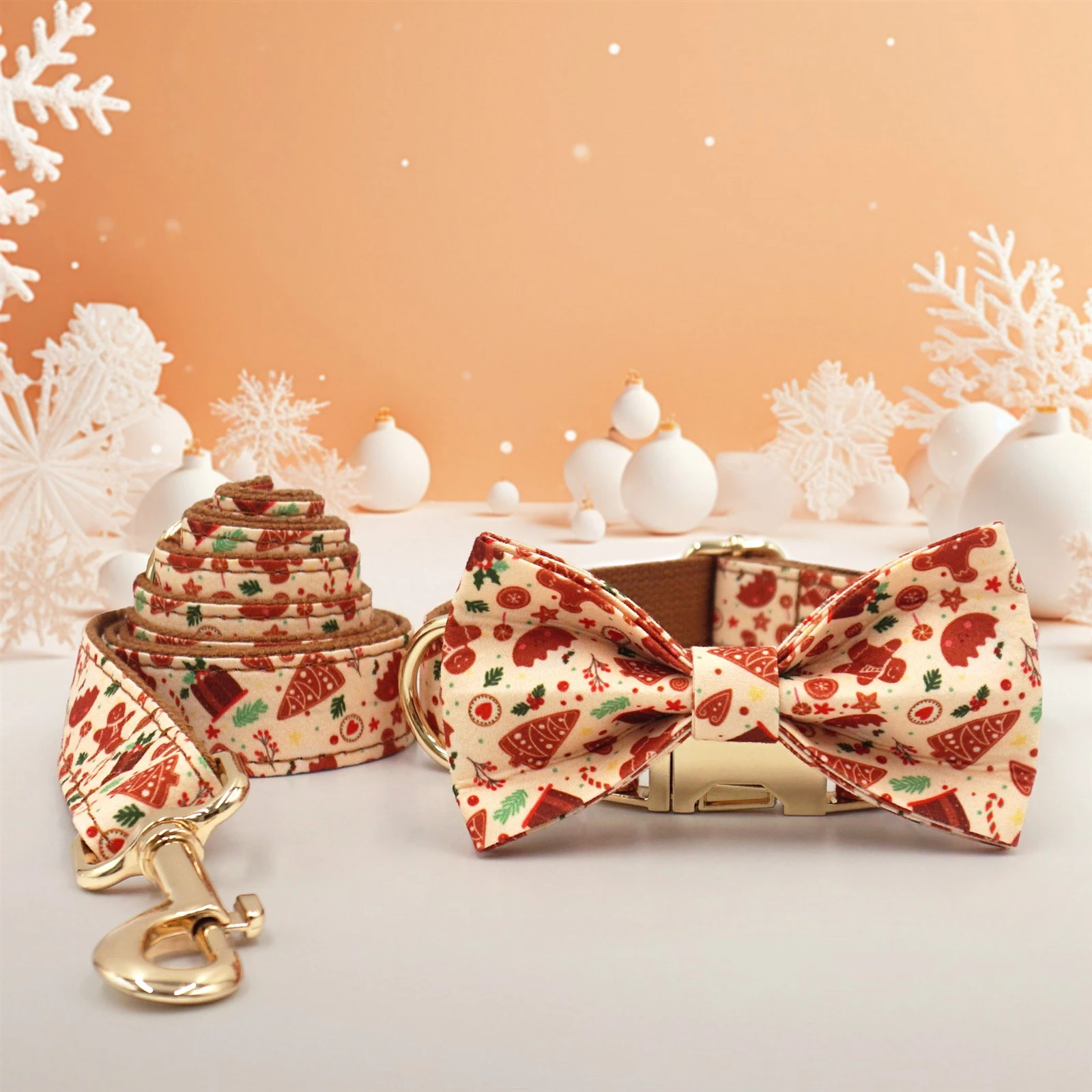 Christmas Gingerbread Dog Collar Set