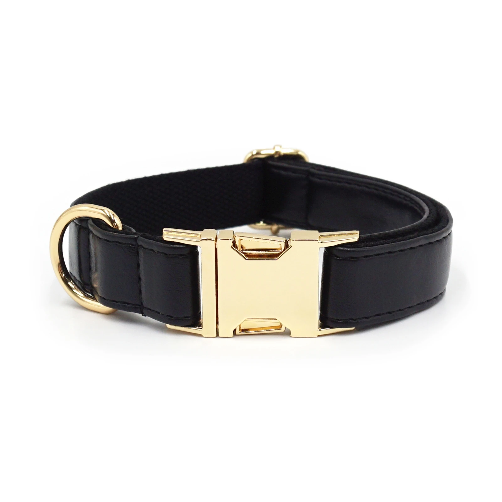 black pu leather dog collar