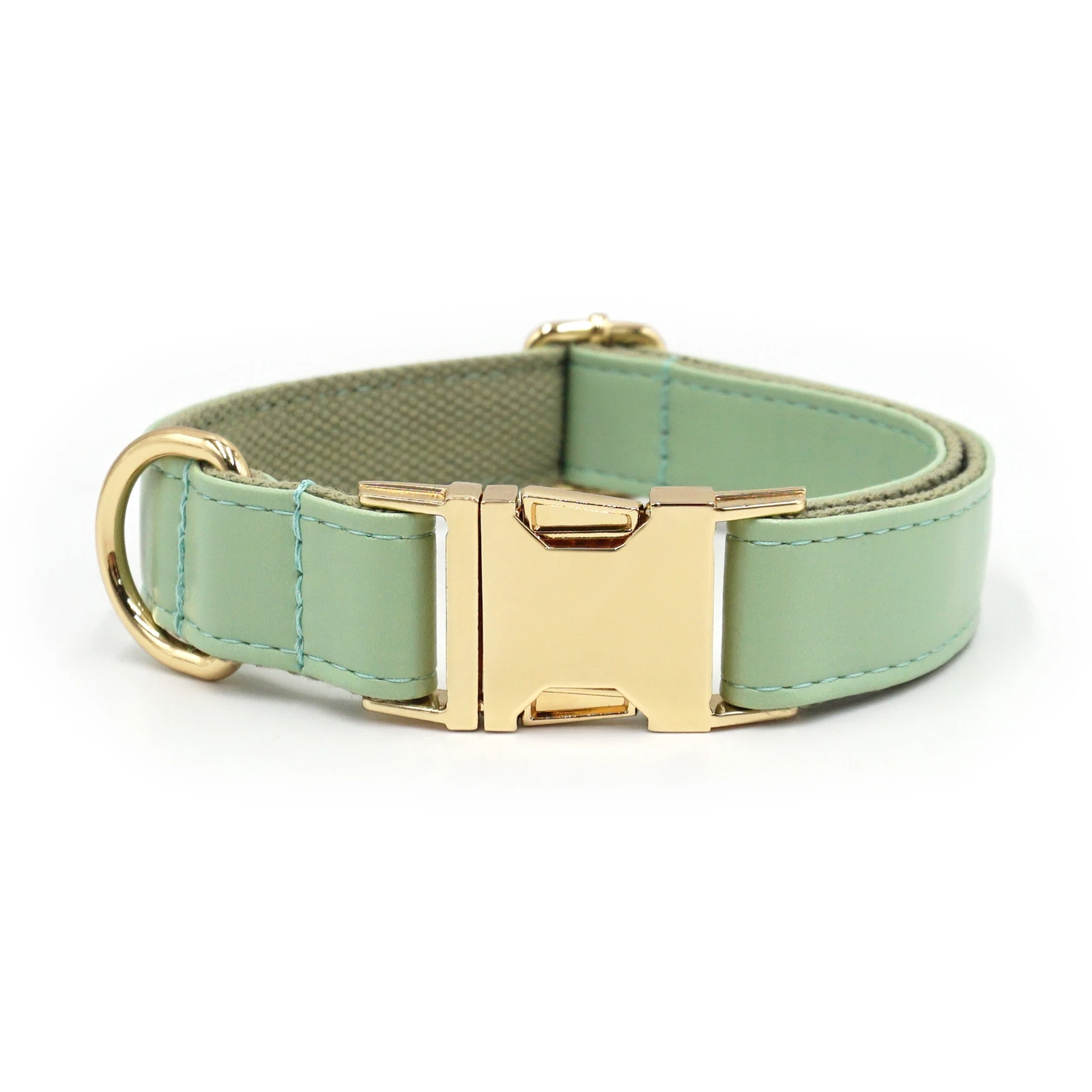 mint green leather dog collar