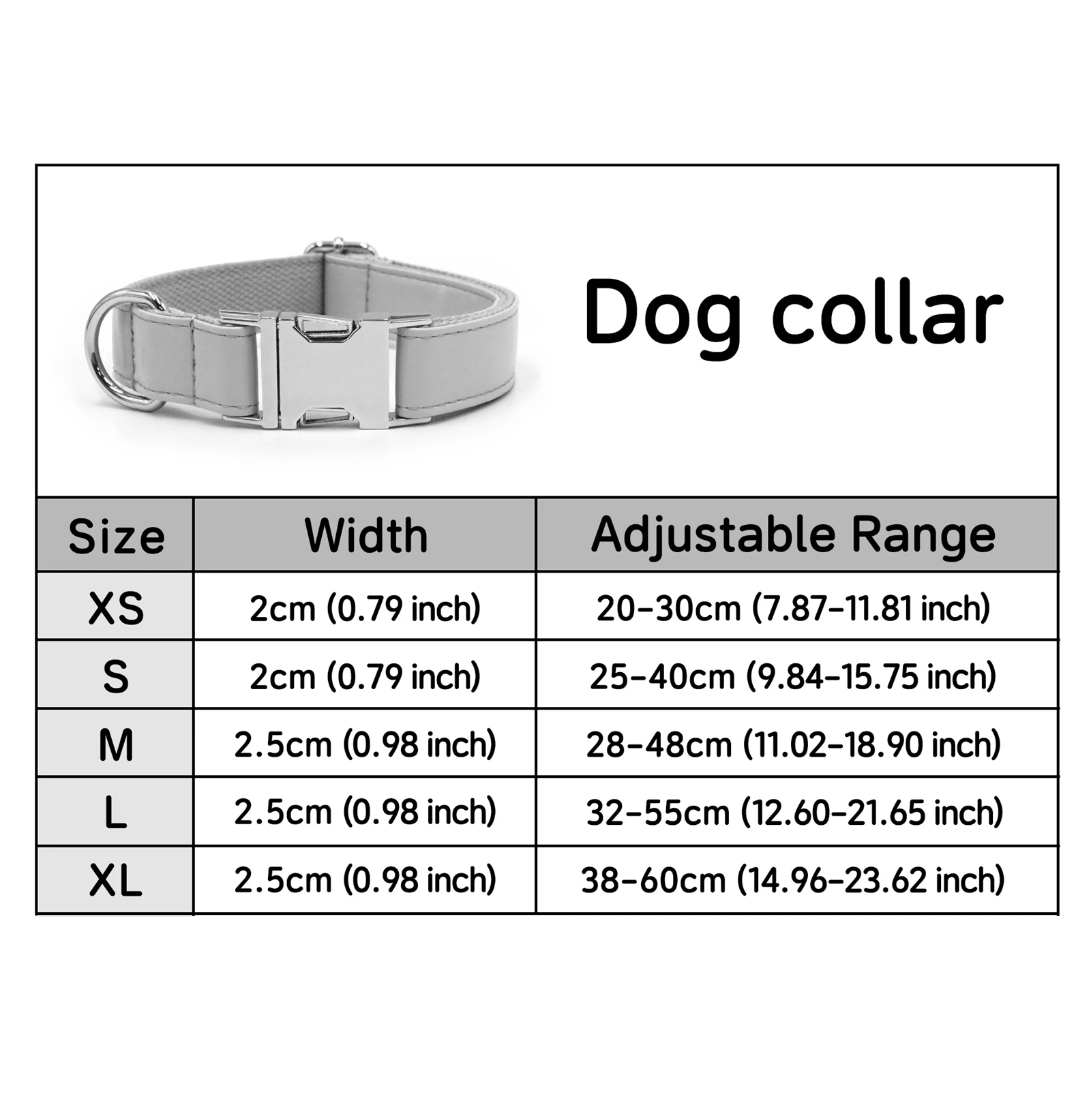 handmade leather dog collars size chart
