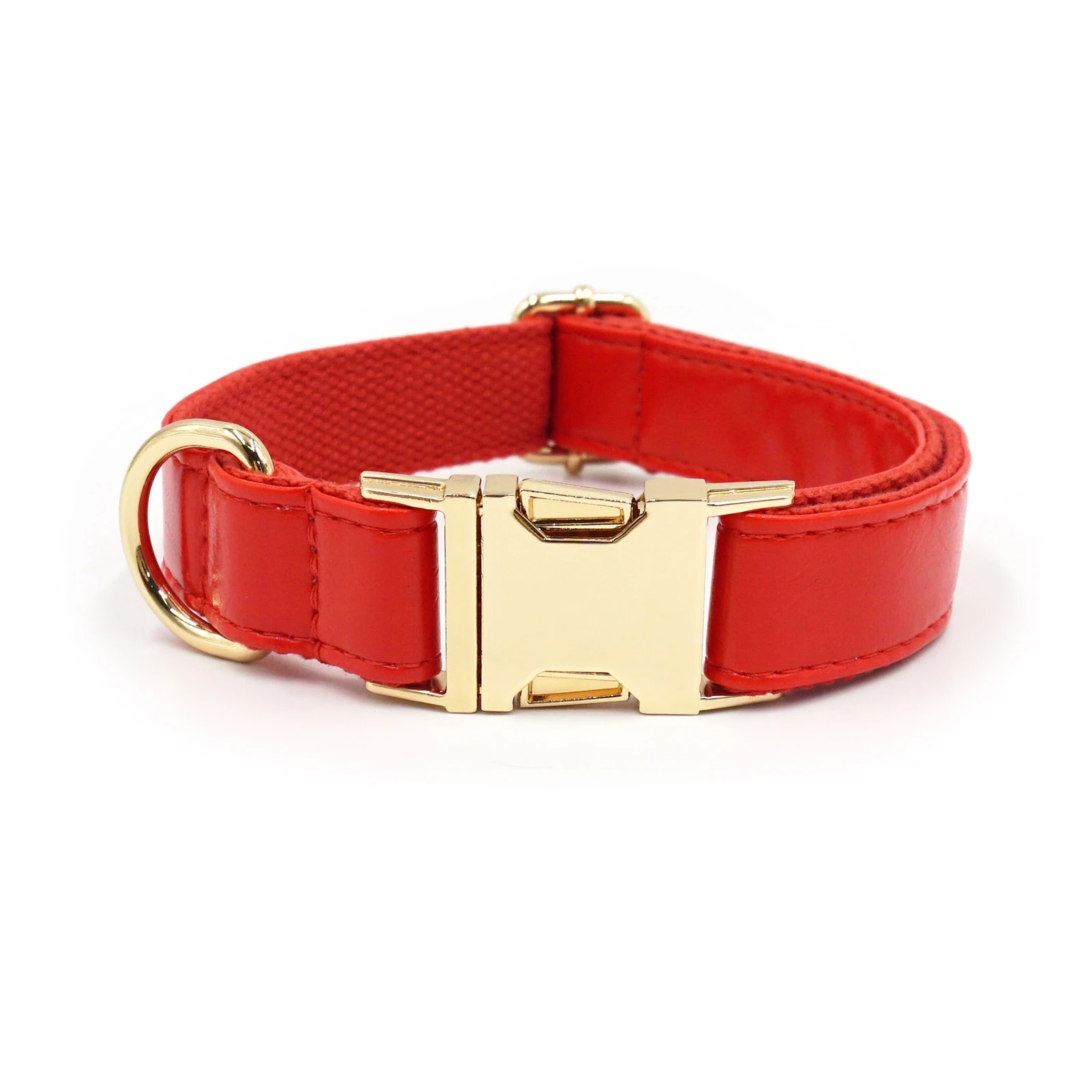 red handmade leather dog collars