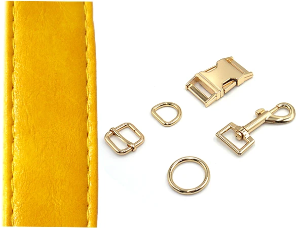 yellow leather dog collar