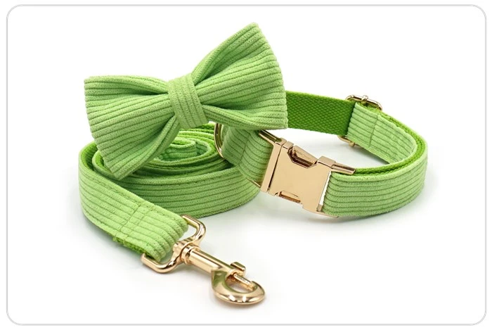 the light green dog collar and bow set the light green dog collar and bow set