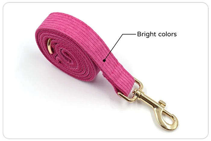 rose red corduroy dog leash