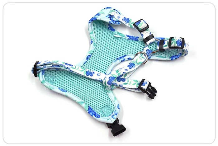buleberry pattern dog padded harness