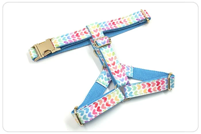 colorful heart pattern dog harness