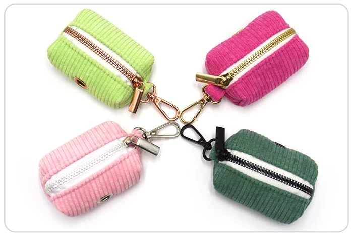colorful corduroy dog poop bag holder