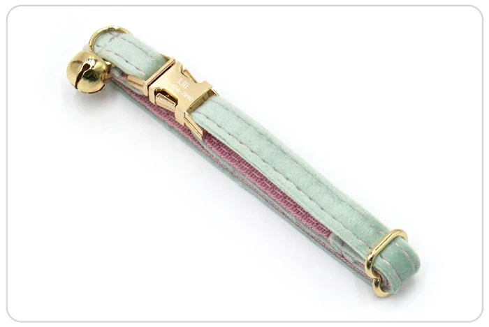 mint pink velvet cat collar set