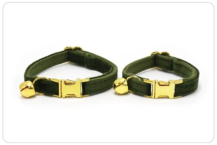 military green velvet cat collar