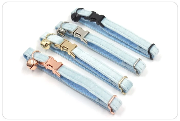 light blue velvet cat collar set
