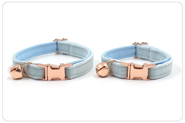 custom color velvet cat collar set
