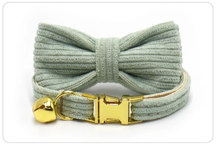 metal buckle corduroy cat collar and bowtie metal buckle corduroy cat collar and bowtie