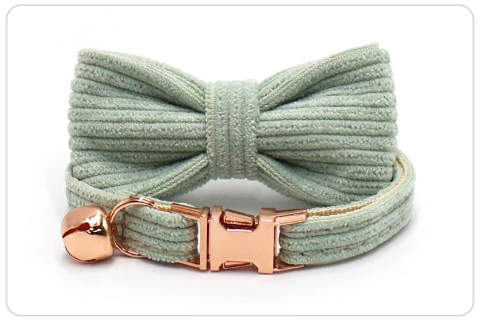 white tea corduroy cat collar ans bow set white tea corduroy cat collar ans bow set