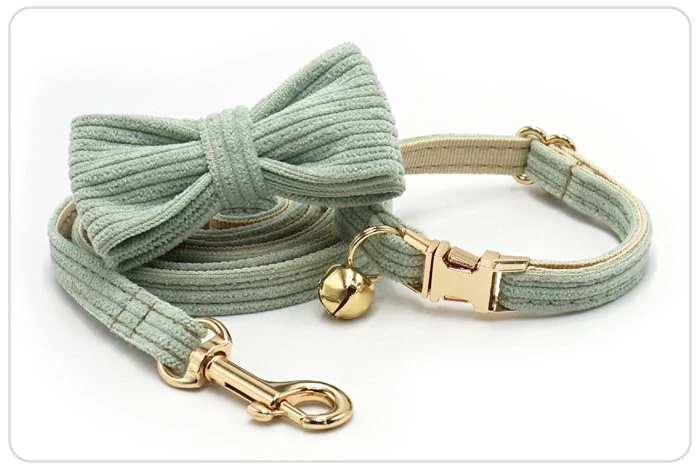 white tea corduroy cat collar set white tea corduroy cat collar set