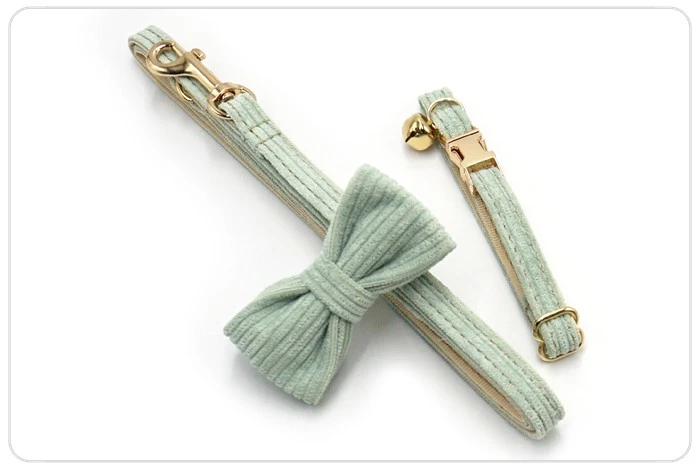 corduroy cat collar set
