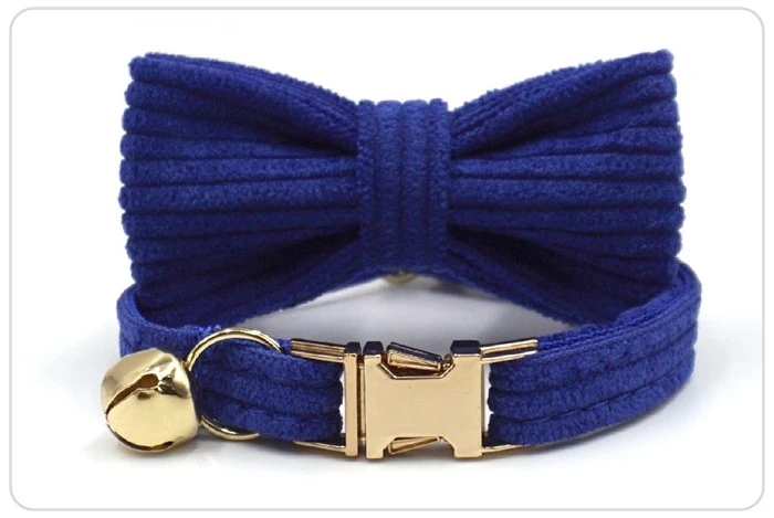 blue corduroy cat collar set blue corduroy cat collar set