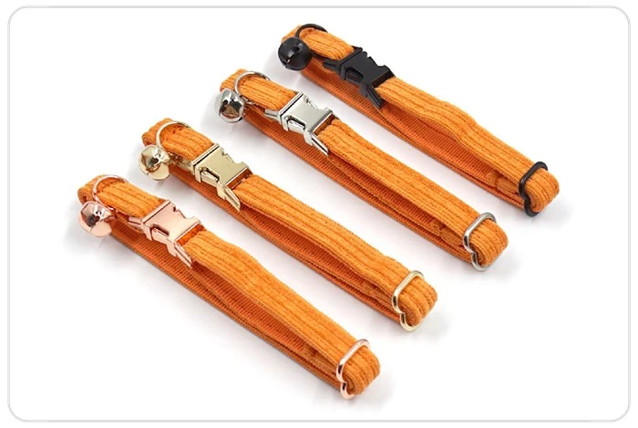 orange corduroy cat collar set orange corduroy cat collar set