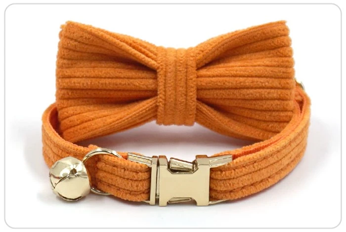 corduroy cat collar set