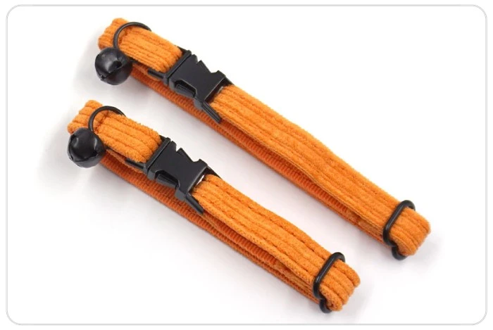 black buckle orange corduroy cat collar
