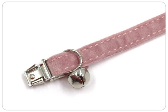 sliver metal buckle velvet cat collar